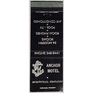 Vintage Matchbook Cover Anchor Motel Monticello Kentucky KY